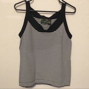 Nicaya Tank Blk & Wht striped w black trim